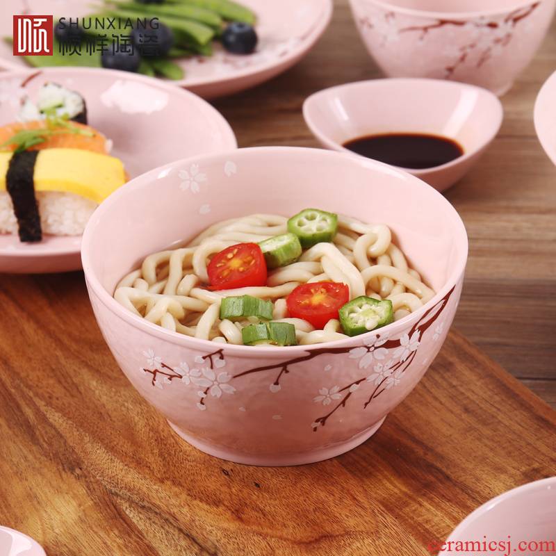 Shun cheung medium household eat soup bowl rice bowls microwave ceramic bowl bowl suit rainbow such as bowl dessert salad bowl