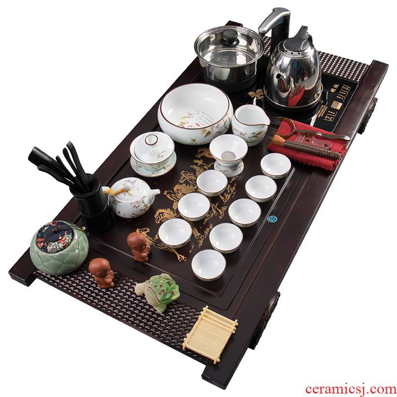 Jane quality tea tea set of household solid wood tea tray was sitting room of Chinese style kung fu ceramic teapot tea cups