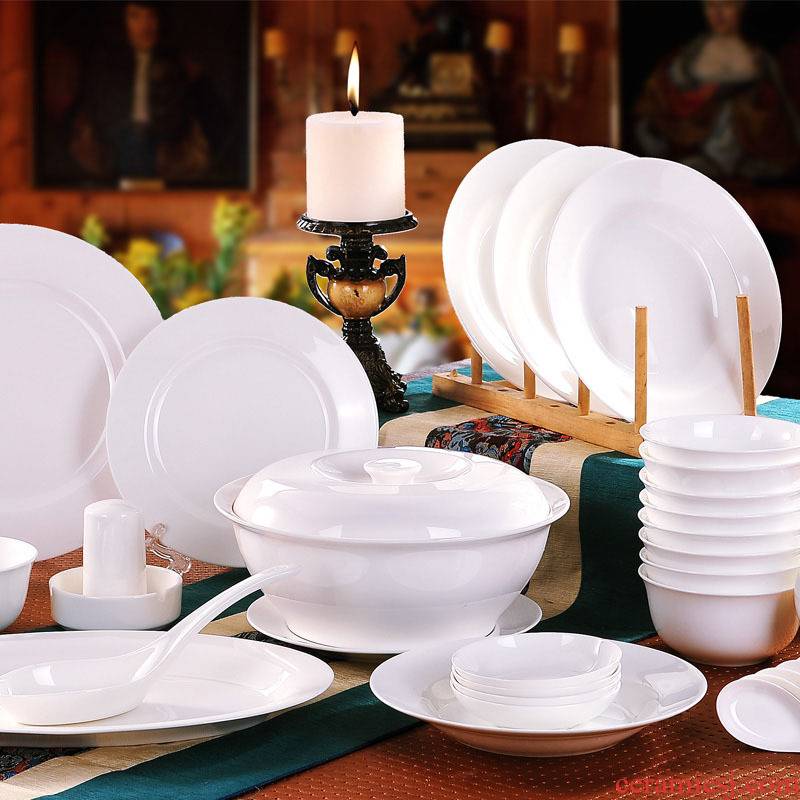 Jingdezhen ceramic contracted a total of 10 Chinese 56 dishes set tableware bowls of ipads plate combination dishes