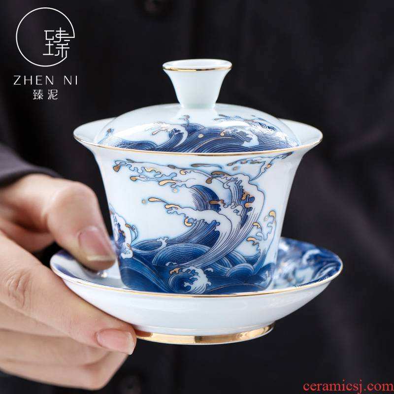 By mud see colour tureen enamel porcelain worship to use household only thin foetus ceramic three bowls of kung fu tea tea