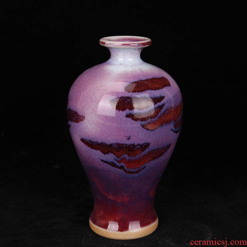 Red glaze up offering jun porcelain floret bottle creative office computer desk chest small space mini dry vase