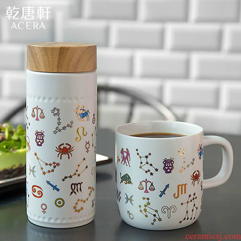 Dry Tang Xuan porcelain live 12 zodiac signs with creative/mark cup with cover ceramic water in a cup men and women lovers gifts