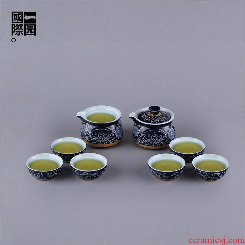 A garden international total household ceramic tea set gift box elegant tea service portfolio tea sets A complete set of six people