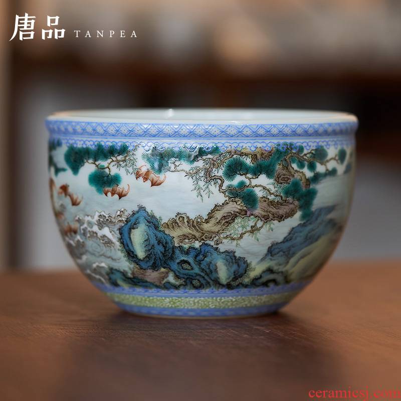 Pastel fukuyama ShouHai tea wash to enamel cui edge pine bats water jar wash to jingdezhen ceramic celebration gifts furnishing articles