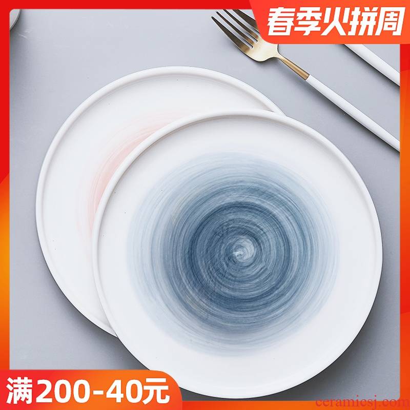 Creative northern wind ins serving dish of household ceramic plate plate beefsteak and 9 inches round flat plate plate
