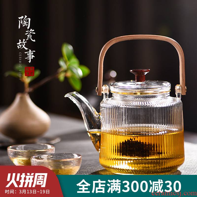 Ceramic story cooking pot glass kettle high - temperature household teapot single pot of tea set electric TaoLu boil tea