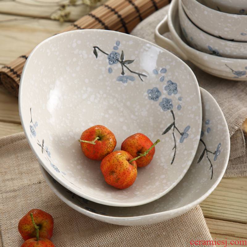 Song of sakura snow glaze 7.5 inch prevent hot ceramic creative ears to use individual household dessert cold dishes ins