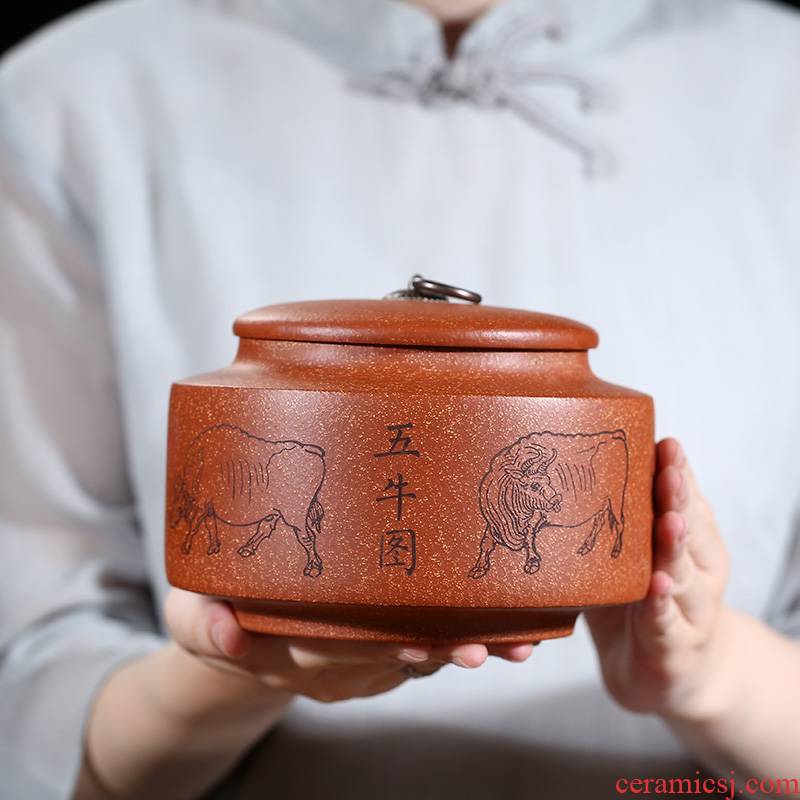 Violet arenaceous caddy fixings ceramic seal pot tea tea box receive a case to store small tea pot