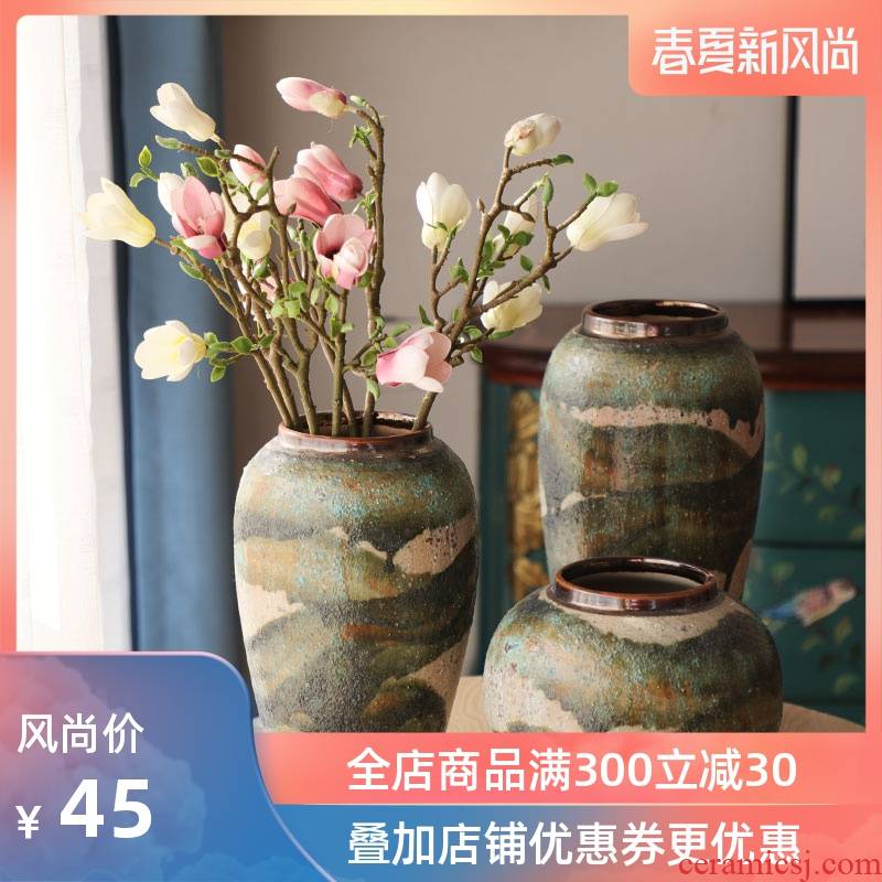 Contracted style dry flower vases, flower implement coarse pottery earthenware lucky bamboo adornment study club house sitting room restoring ancient ways