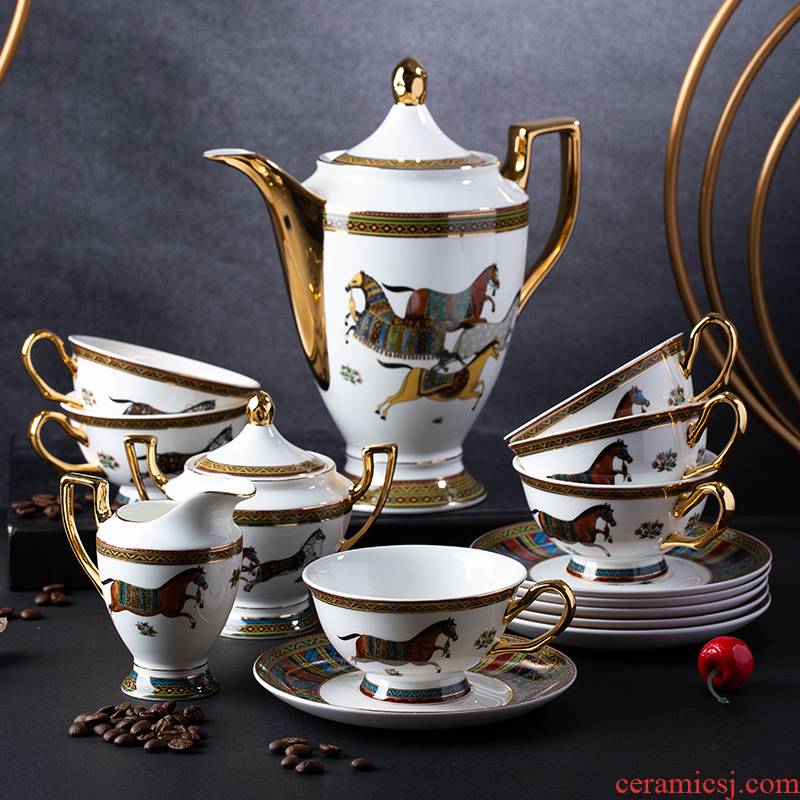 15 European middle - grade ipads porcelain head misty gold foil craft paint edge ipads China coffee English afternoon tea set