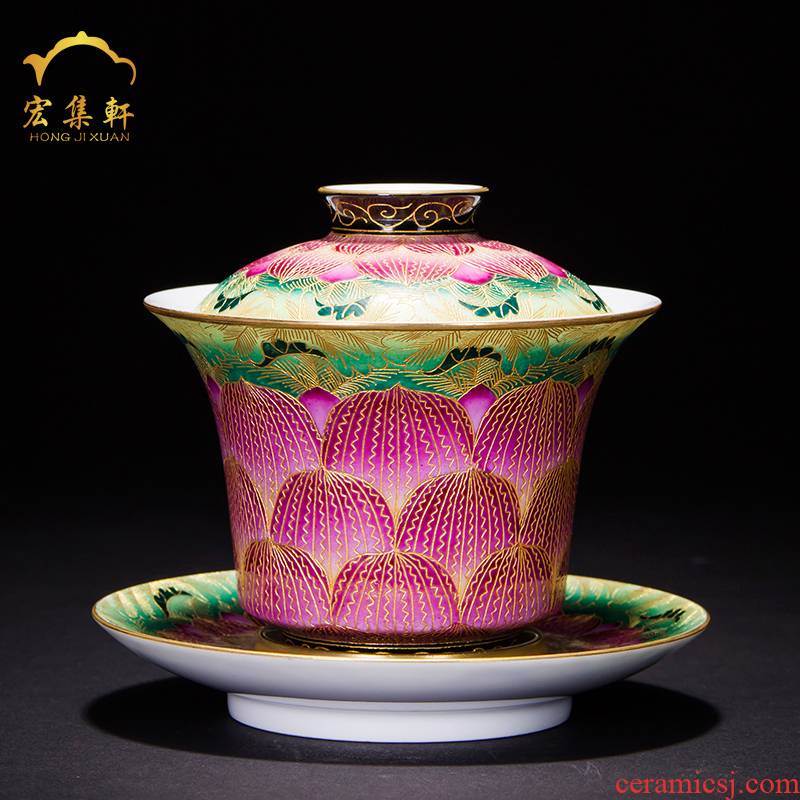 To use tea tureen large cups of jingdezhen ceramic checking tea set wire inlay enamel see lotus three bowls