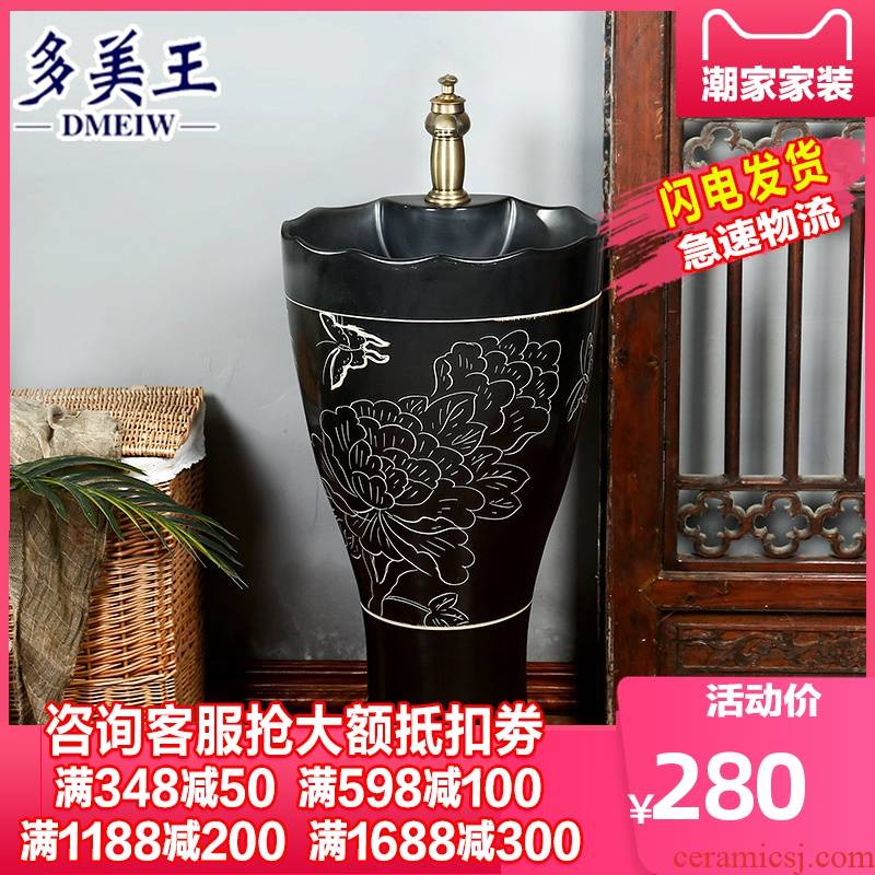 What king of Chinese style restoring ancient ways ceramic sink basin one pillar home stay creative pillar type washs a face wash basin