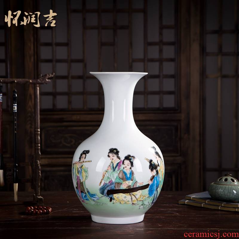 Huai embellish, jingdezhen ceramic vase hand - made painting figures whistling, jade the feixianguan classical fashion home decoration vase