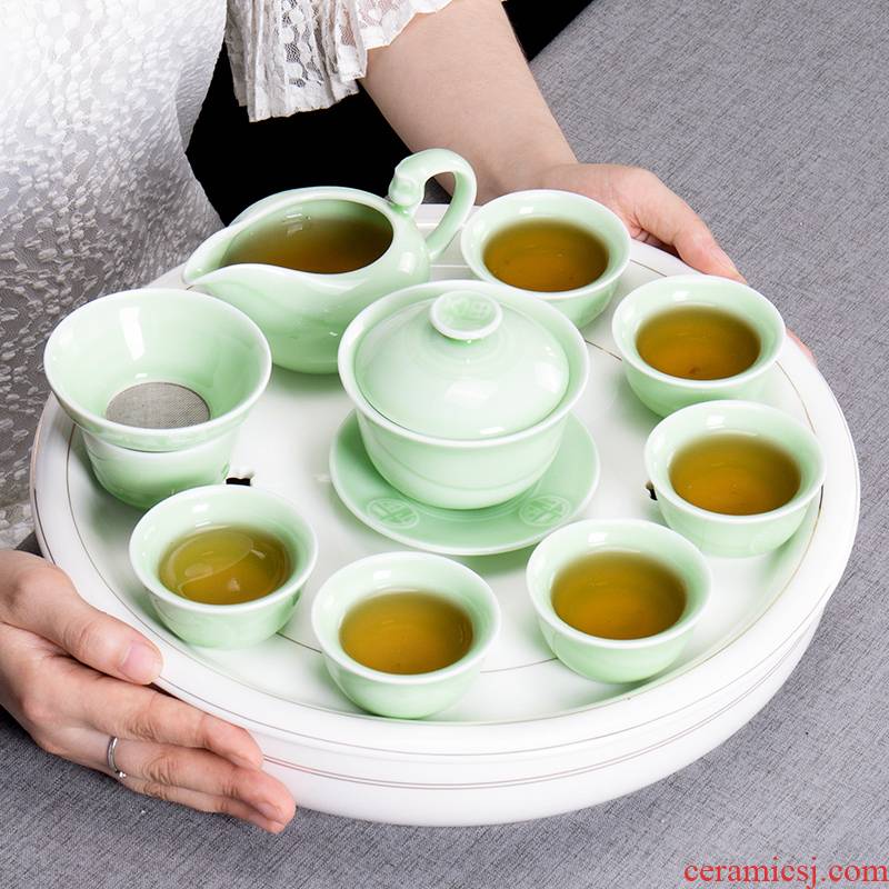 Jane quality household ceramic tea set round tea tray was simple kung fu tea small suit water dry mercifully consolidation