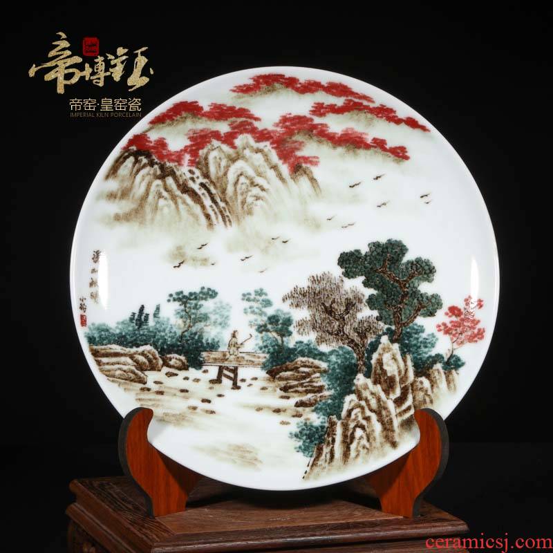 Jingdezhen famous landscape hand - made ceramics porcelain hang dish plate sitting room adornment is placed a housewarming gift