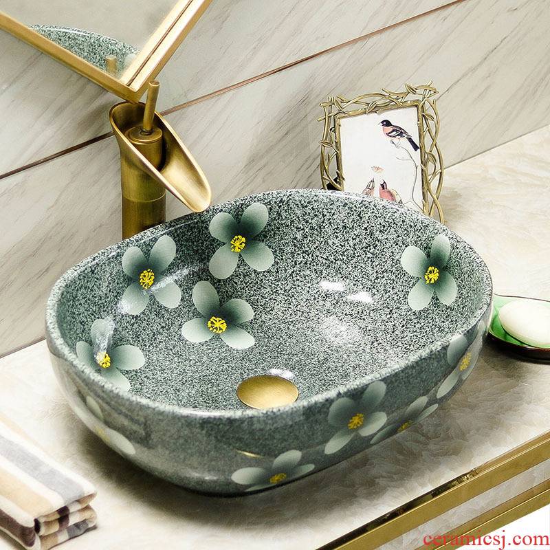On the ceramic basin sink oval household American art basin bathroom toilet Nordic basin washing a face