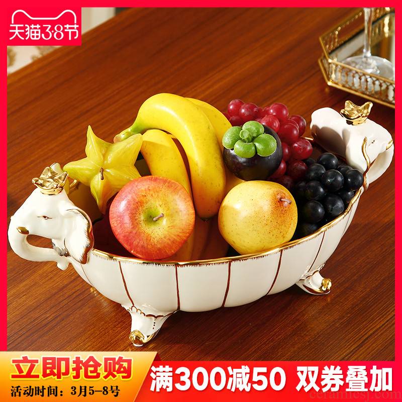 The New town curtilage the elephant compote European creative household ceramic fruit bowl sitting room high - end home decoration key-2 luxury furnishing articles