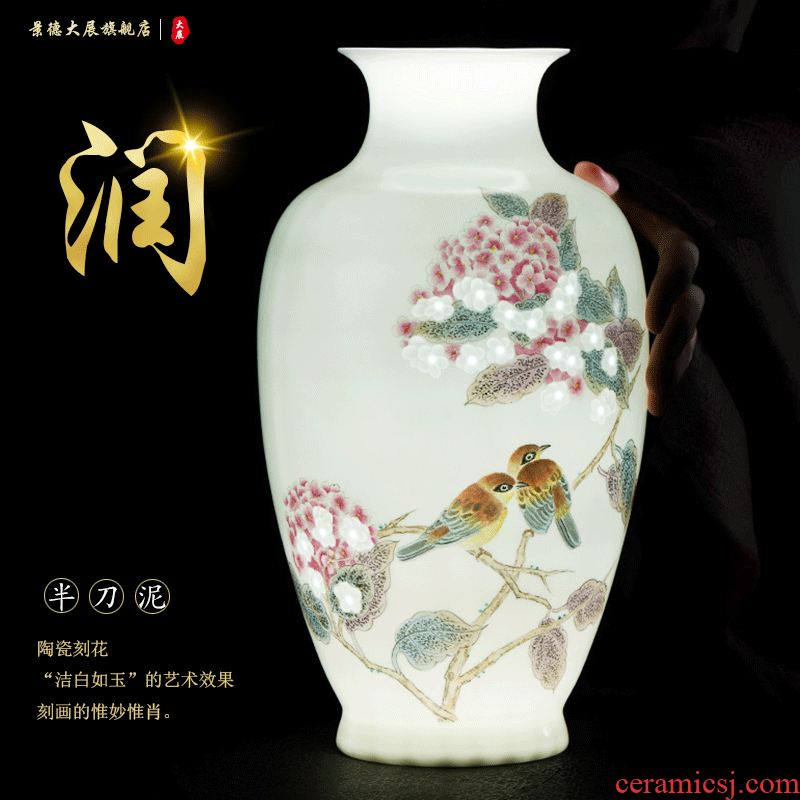 Jingdezhen thin foetus ceramic vase decorated living room hand - made of new Chinese style furnishing articles hotel TV ark, decoration