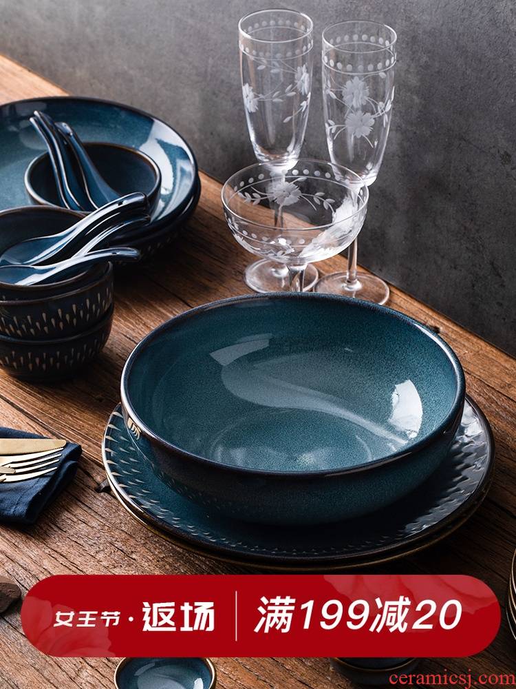 Eat mulberry mo under glaze color tableware suit ceramic Nordic home dishes dishes portable suit