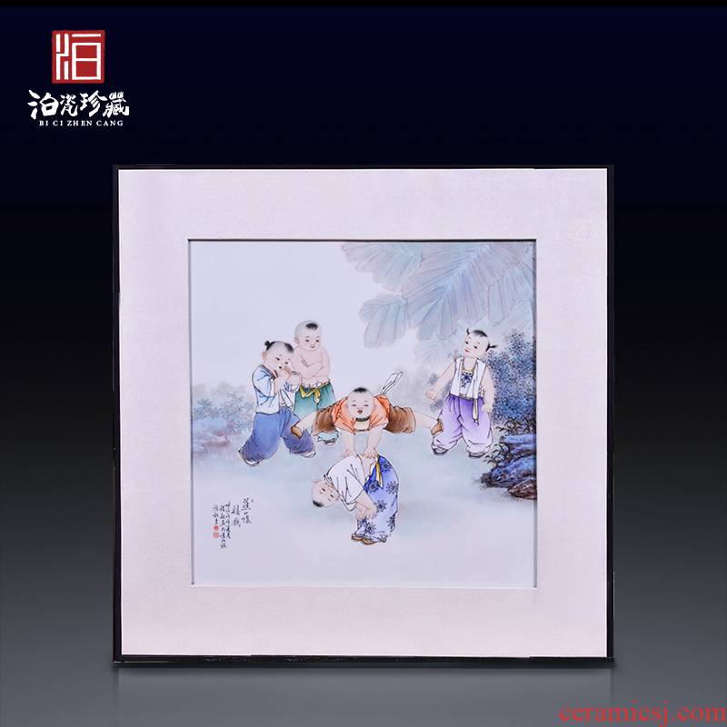 Jingdezhen ceramics hand - made lad play porcelain plate painting the living room a study background decoration hanging painter in furnishing articles
