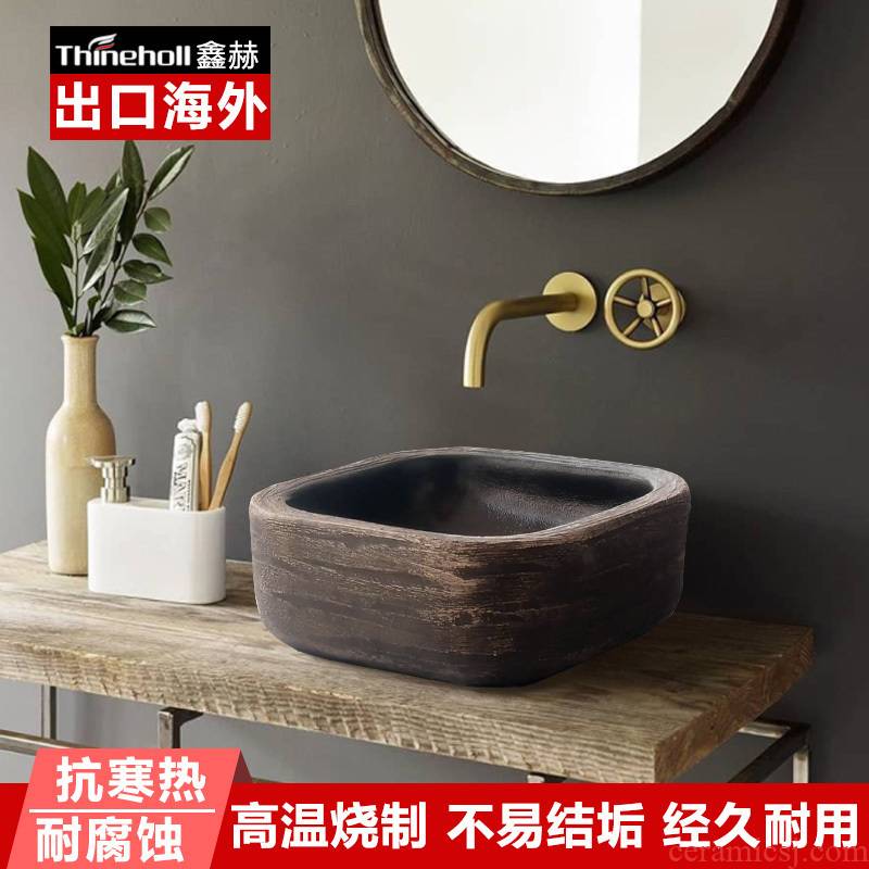 The stage square ceramic basin of Chinese style hand washing dish industrial wind restoring ancient ways bathroom toilet household art for wash basin