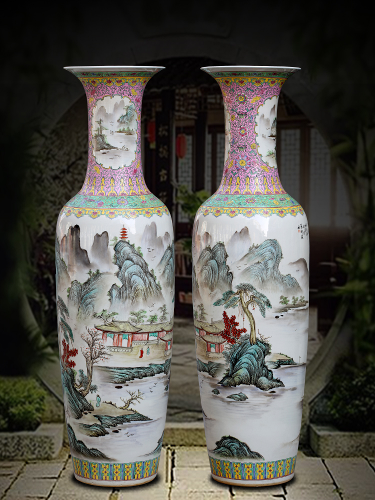 The sitting room of large vases, furnishing articles jingdezhen hand - made famille rose porcelain decorations study hotel gift big yards