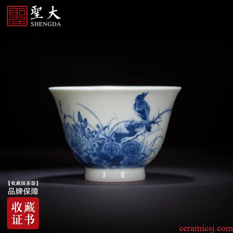 Santa teacups hand - made ceramic kungfu maintain green by flowers starling bell cup cup of jingdezhen tea service master