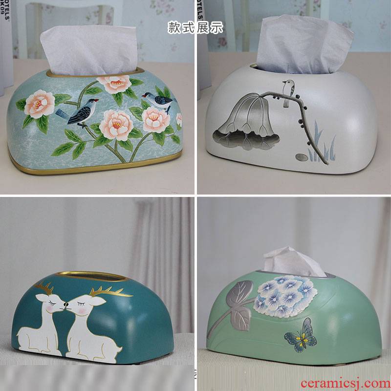 Great American tissue box furnishing articles contracted Europe type tea table hand - made ceramic carton paper towel tube table decoration