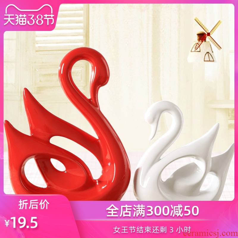 Furnishing articles household act the role ofing is tasted creative modern living room TV ark adornment small handicraft pottery and porcelain swan porch decoration