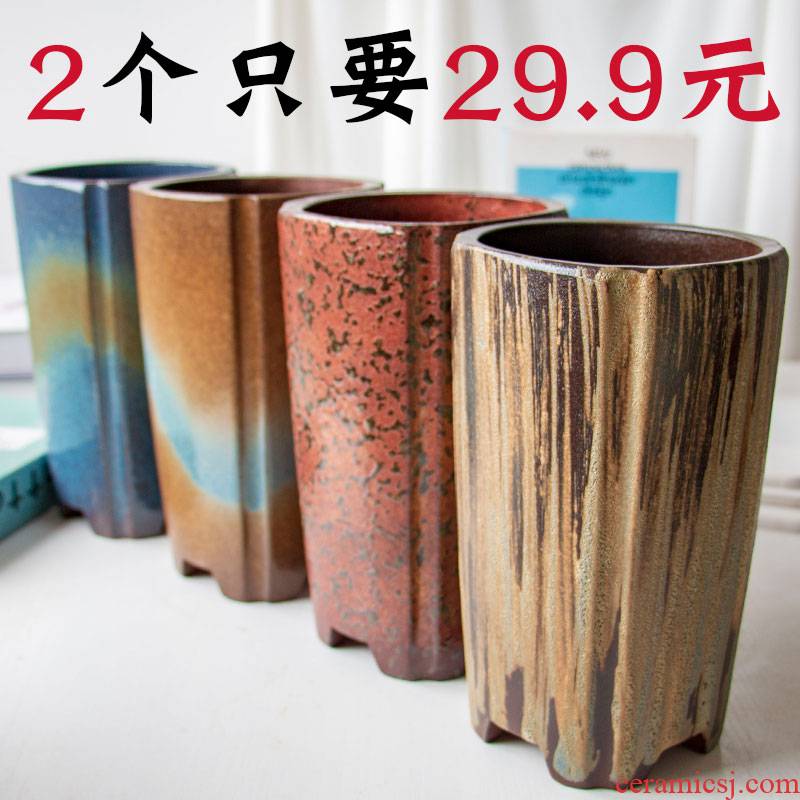 Meaty plant flower pot is more than meat pot coarse pottery, the plants creative ceramic contracted large move basin thousand cylinder