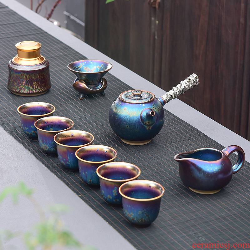 A good laugh, colorful building red glaze, the tea set the peacock glaze up kung fu tea sets ceramic tea set