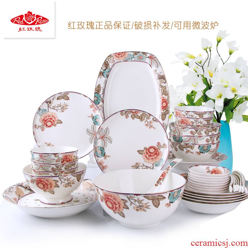 Tang Shanhong rose ipads China tableware European marriage Mid - Autumn festival gift set home dishes and plates