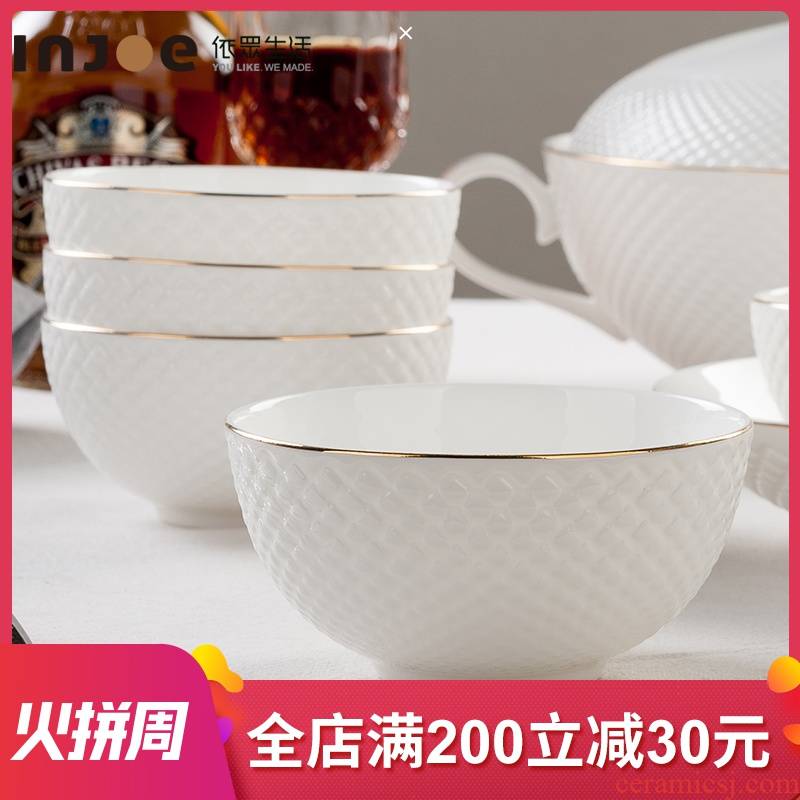 "According to the tangshan ipads porcelain tableware dishes household high - class European - style anaglyph up phnom penh ceramic dish bowl dish