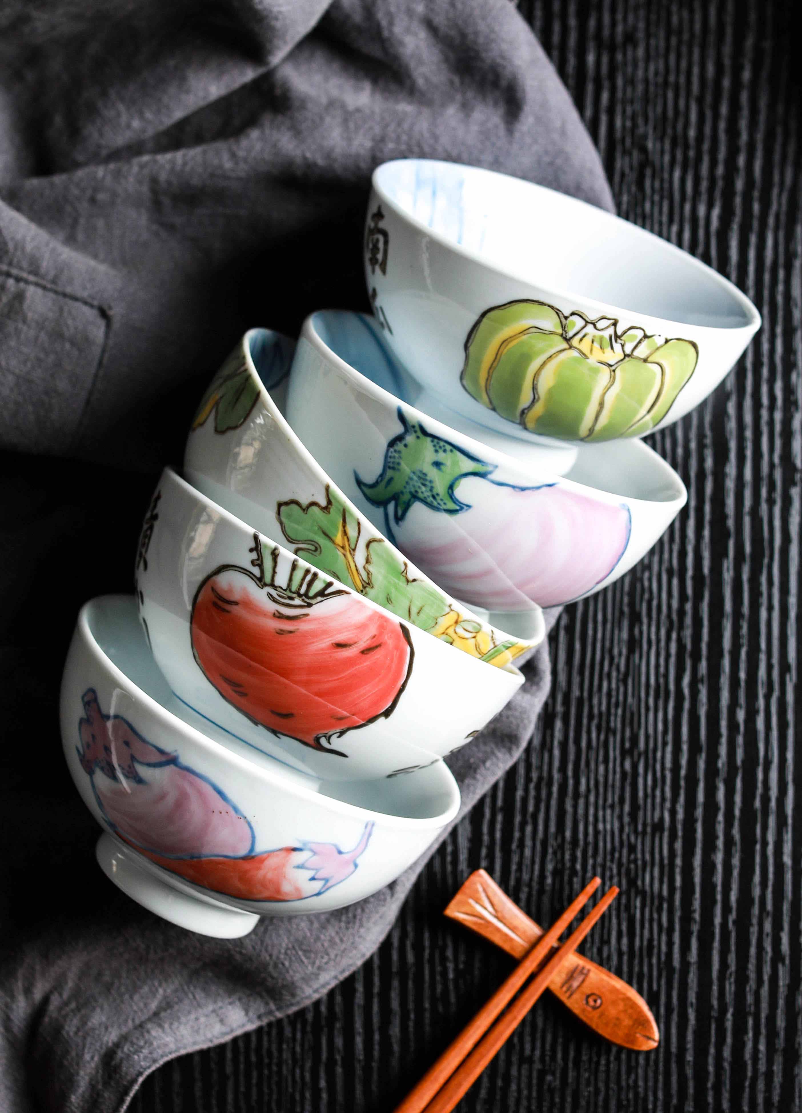 NDP Japanese and wind under glaze color porcelain tableware vegetable rice bowls small ceramic bowl of soup bowl bowl