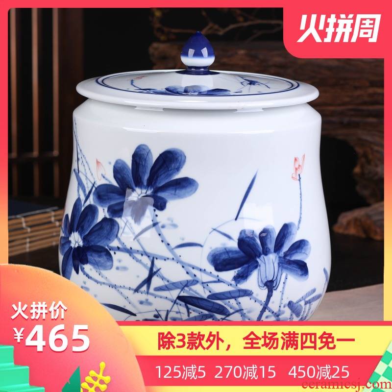 Jingdezhen ceramics pu 'er tea tin with large tea packaging gift box the tea cake common seal storage tank