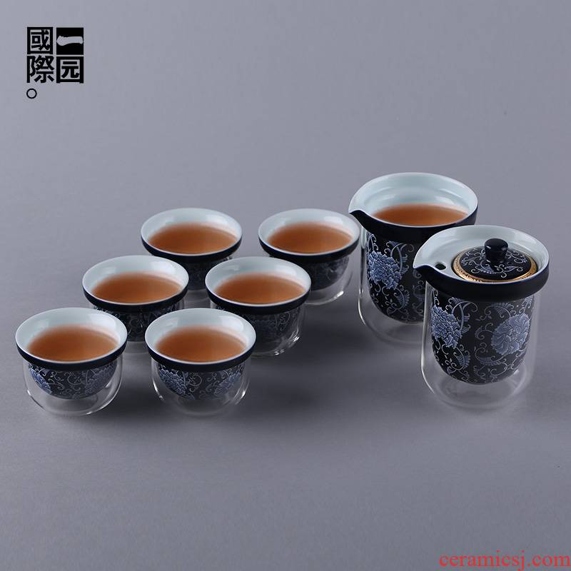 A garden international ceramic tea set combination glass ceramic double kung fu tea sets of A complete set of tea service