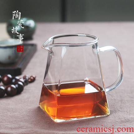 Ceramic fair story large thickening heat - resistant glass cup kung fu tea set with) one - piece tea sea points