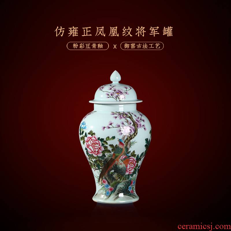 Jia lage archaize of jingdezhen ceramic checking general famille rose porcelain painting of flowers and pot household decorative vase furnishing articles in the living room
