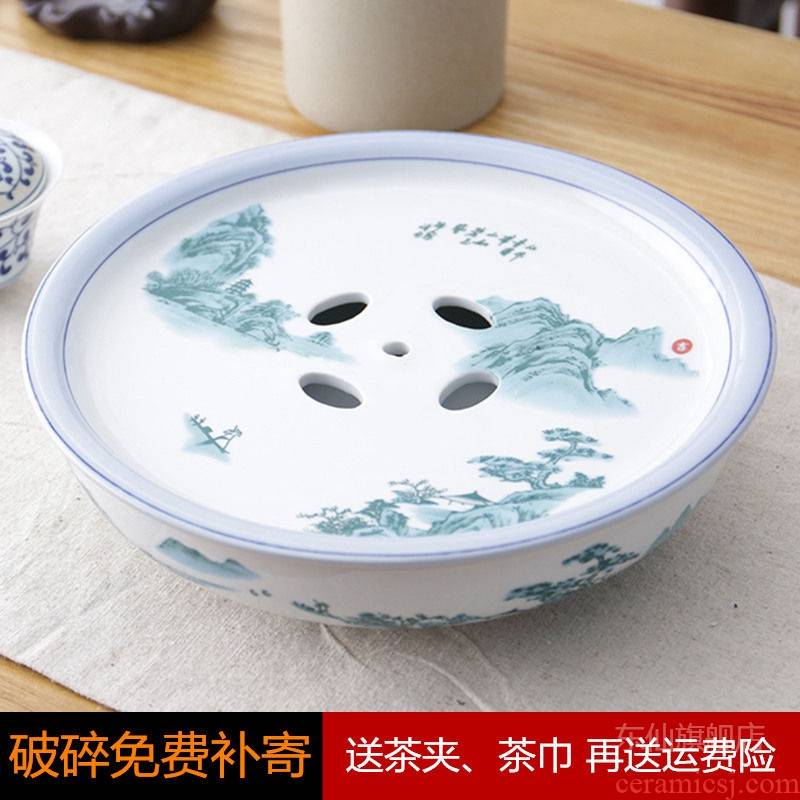 Chaoshan kungfu tea set ceramic round tea tea tray ship water special contracted office home empty tray