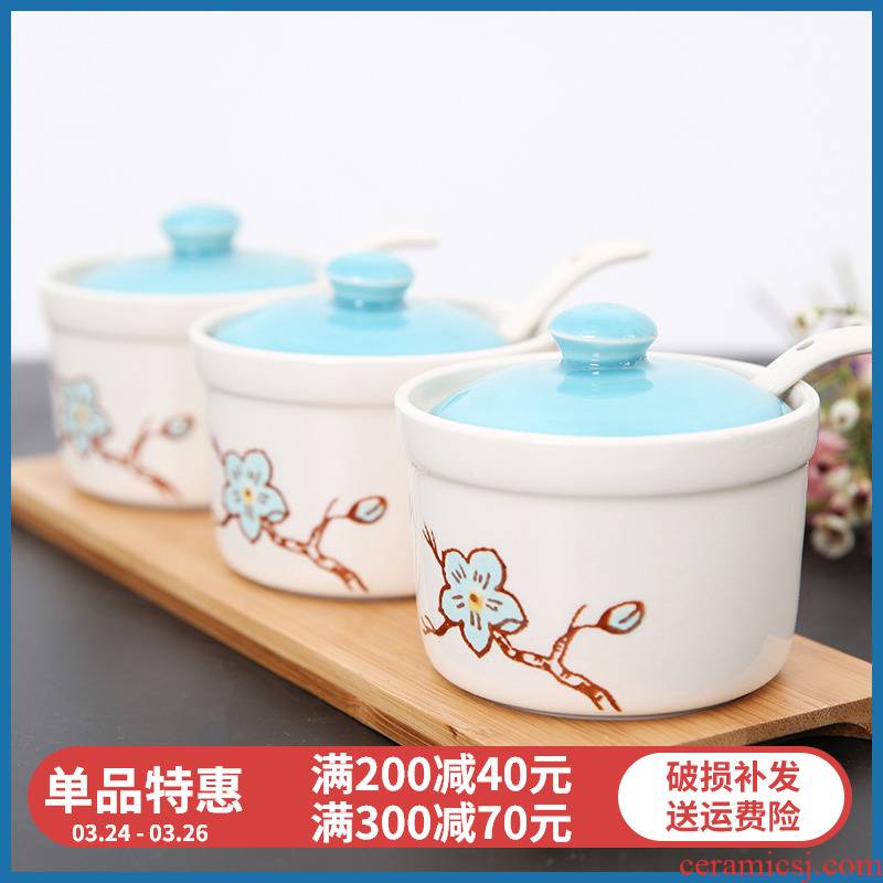 Kitchen ceramic may find yuquan 】 【 flavor pot suits for seasoning box of creative household necessities European style