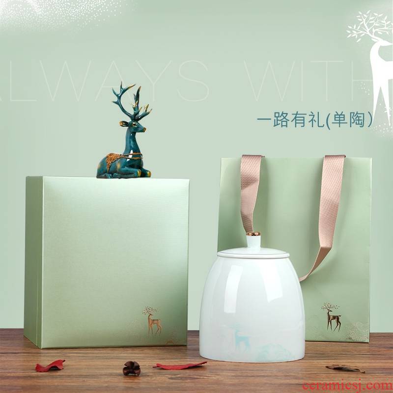 High - end atmosphere caddy fixings ceramic seal west lake longjing green tea gift boxes aneroid "biluochun" tea boxes