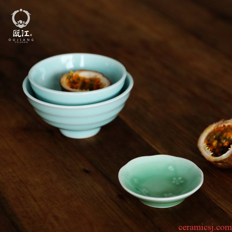 Oujiang longquan celadon bowls of Chinese style household small bowl of rice bowl bowl ceramic dessert spring scenery garden tableware