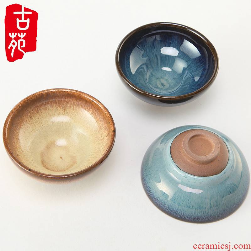 Ancient garden ceramics yixing purple sand coarse pottery tea bowl cups master cup personal cup retro tripartite confrontation of CPU