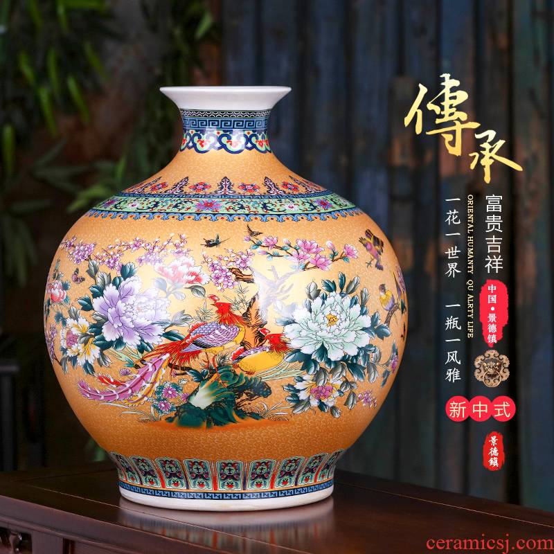 Jingdezhen ceramics pomegranate bottles of archaize colored enamel vase furnishing articles flower arranging large home decoration in the living room