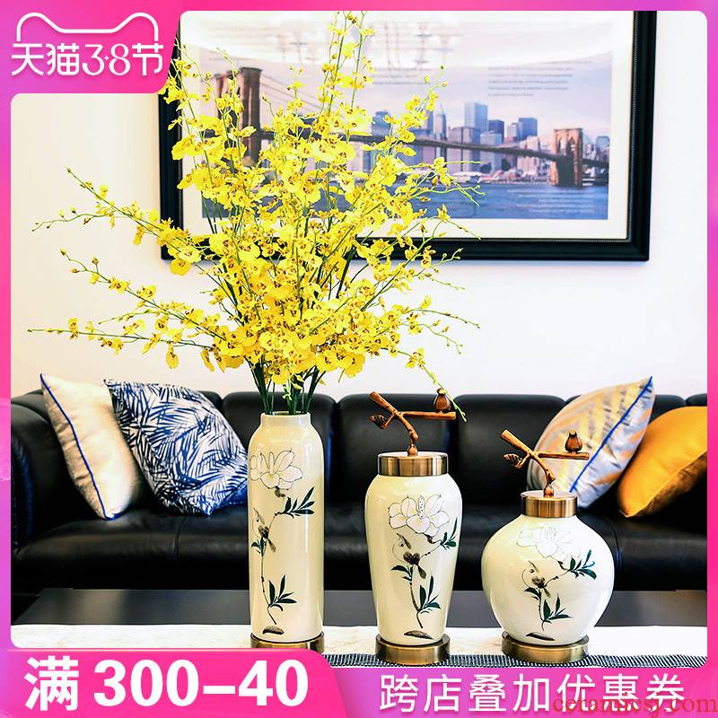 New Chinese style household ceramic vases, dried flowers, flower arrangement type TV ark, sitting room porch table decorations furnishing articles