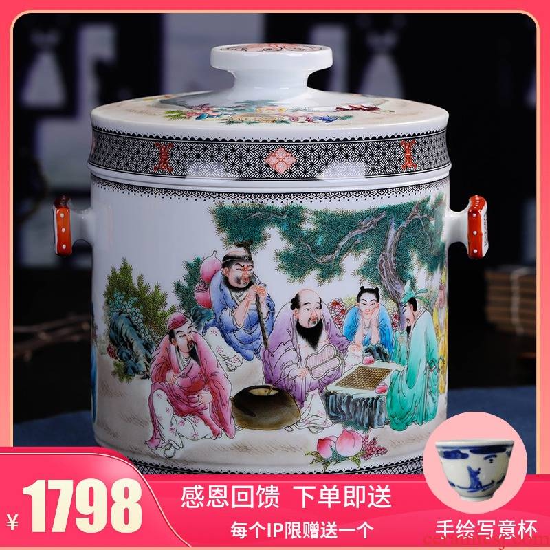 Jingdezhen ceramic hand - made caddy fixings large puer tea pot box general household checking quality restoring ancient ways