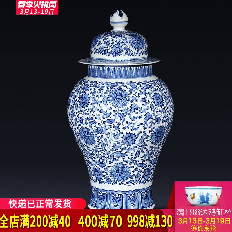 Antique blue and white porcelain of jingdezhen ceramics general tank storage tank is place of the sitting room porch decoration of the new Chinese style