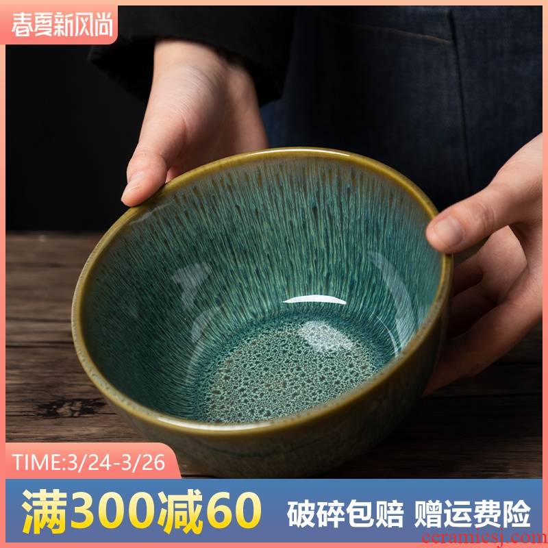 Ceramic bowl individual household jobs restoring ancient ways salad bowl of soup bowl rainbow such use steamed egg bowl of creative move variable glaze tableware