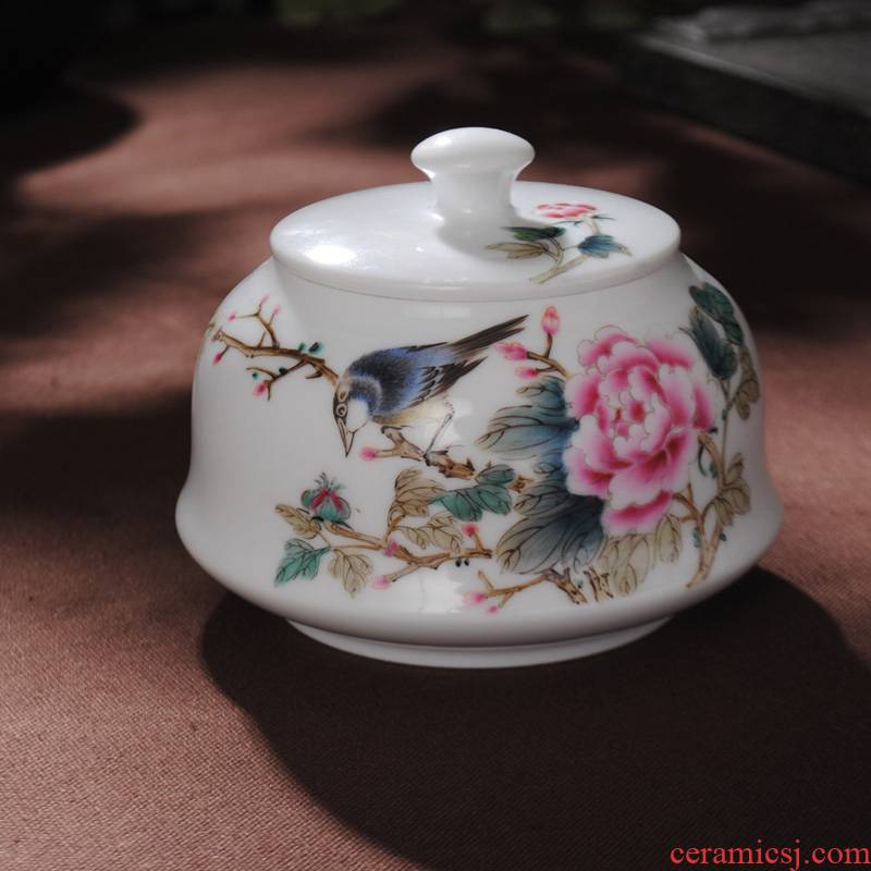 Jingdezhen hand - made ceramic seal pot of tea tea powder enamel pot box medium black tea pu - erh tea storage tanks
