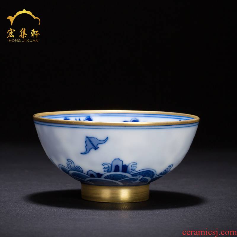 Tea light cup jingdezhen ceramic Tea set sample Tea cup host the see colour blue and white porcelain cup single cup pure manual kunfu Tea